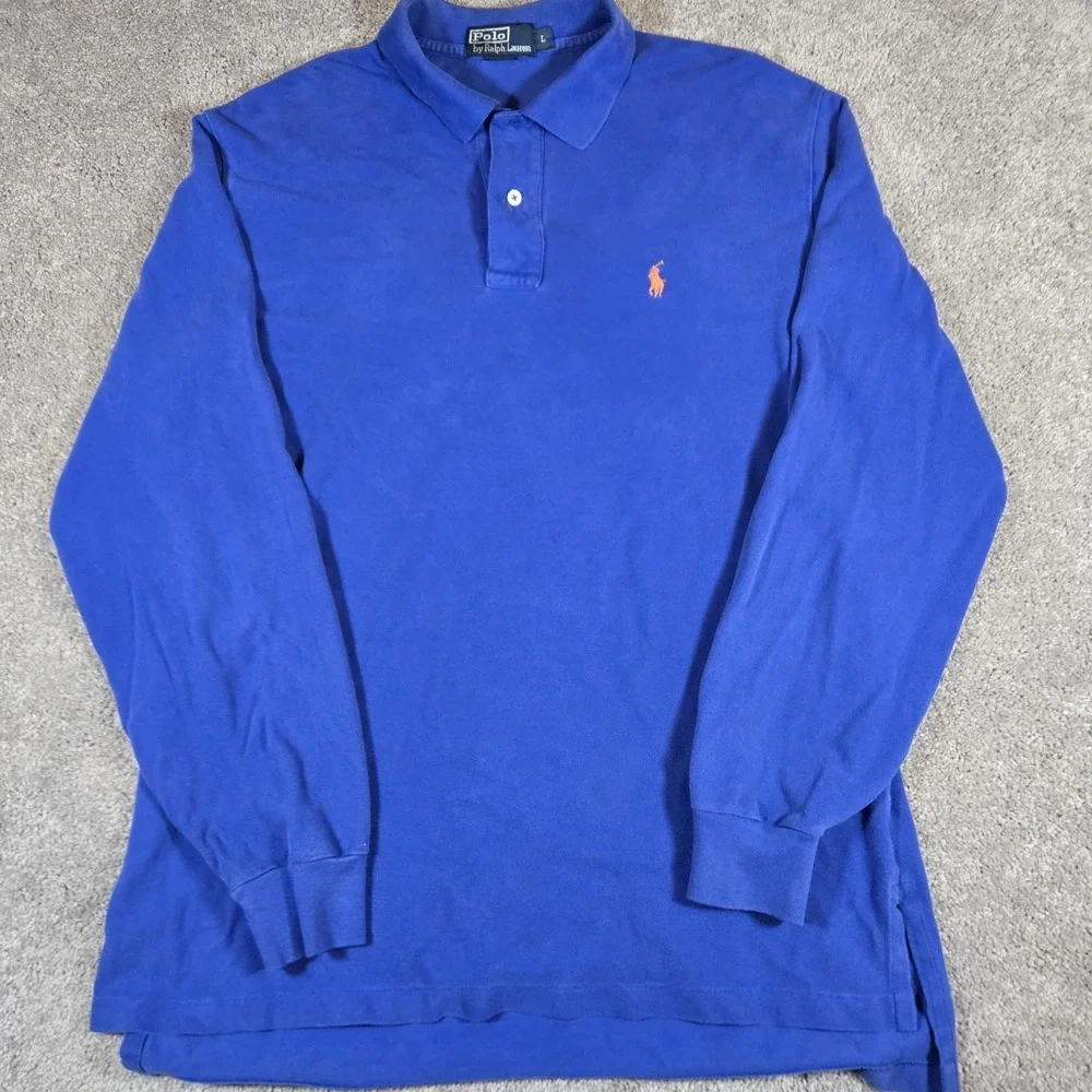 Polo Ralph Lauren Long Sleeve Polo Shirt Mens Large Blue Pony Logo